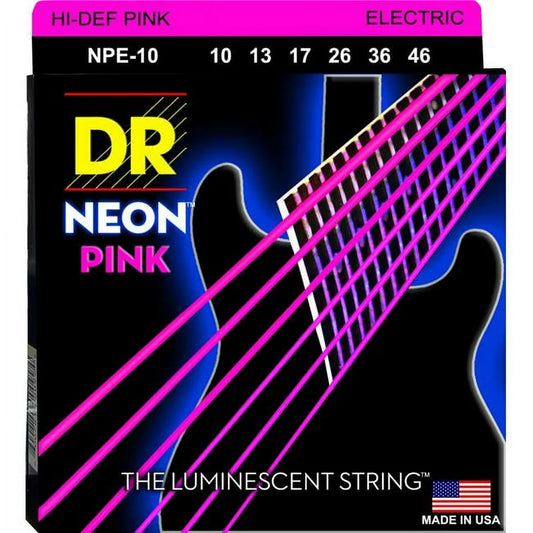 10-46 Guage Hi-Def Neon Electric Guitar Strings - Pink