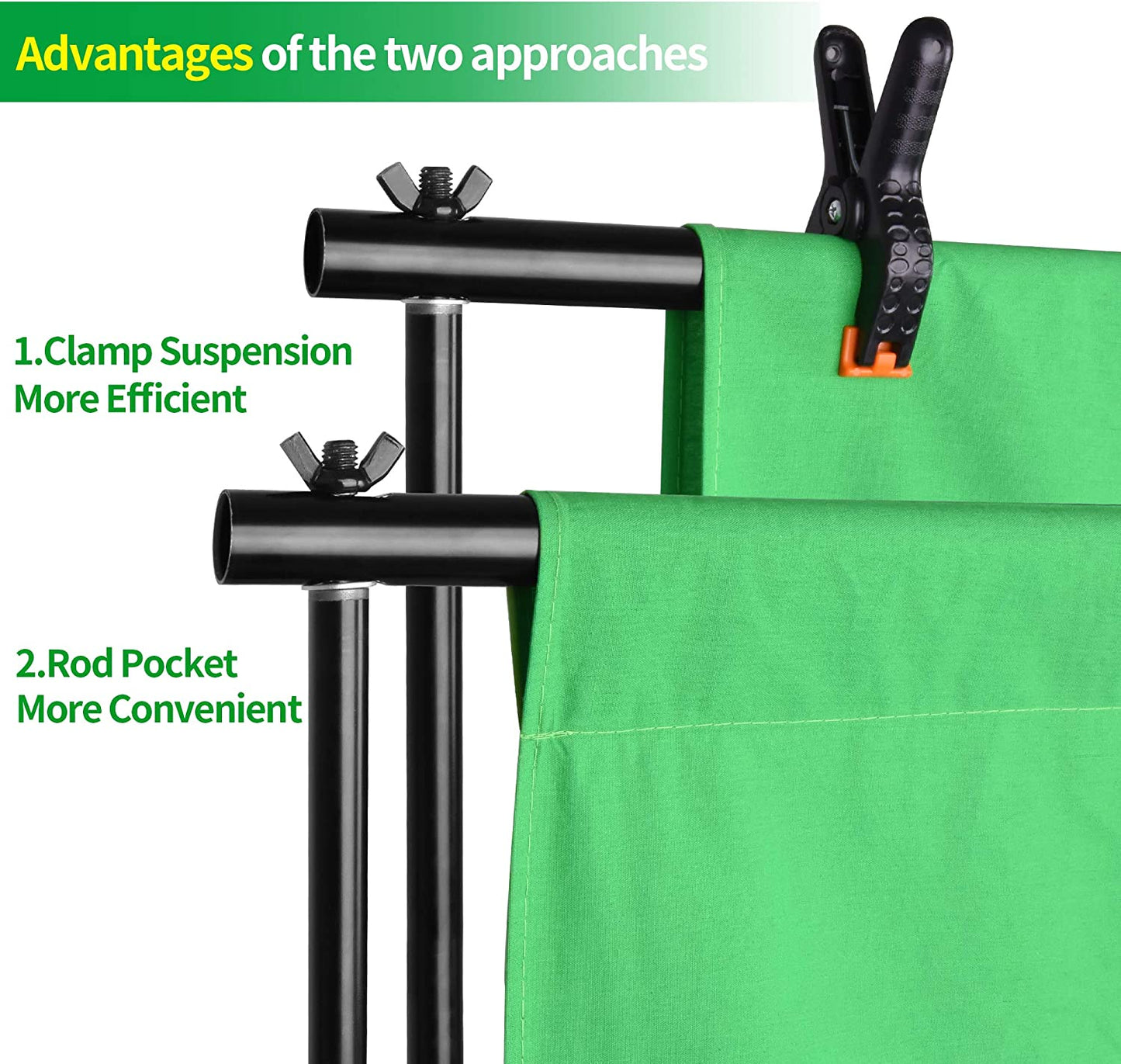 Photo Video Studio 8.5 X 10Ft Green Screen Backdrop Stand Kit, Photography Background Support System with 10 X12Ft 100% Cotton Muslin Chromakey Backdrop
